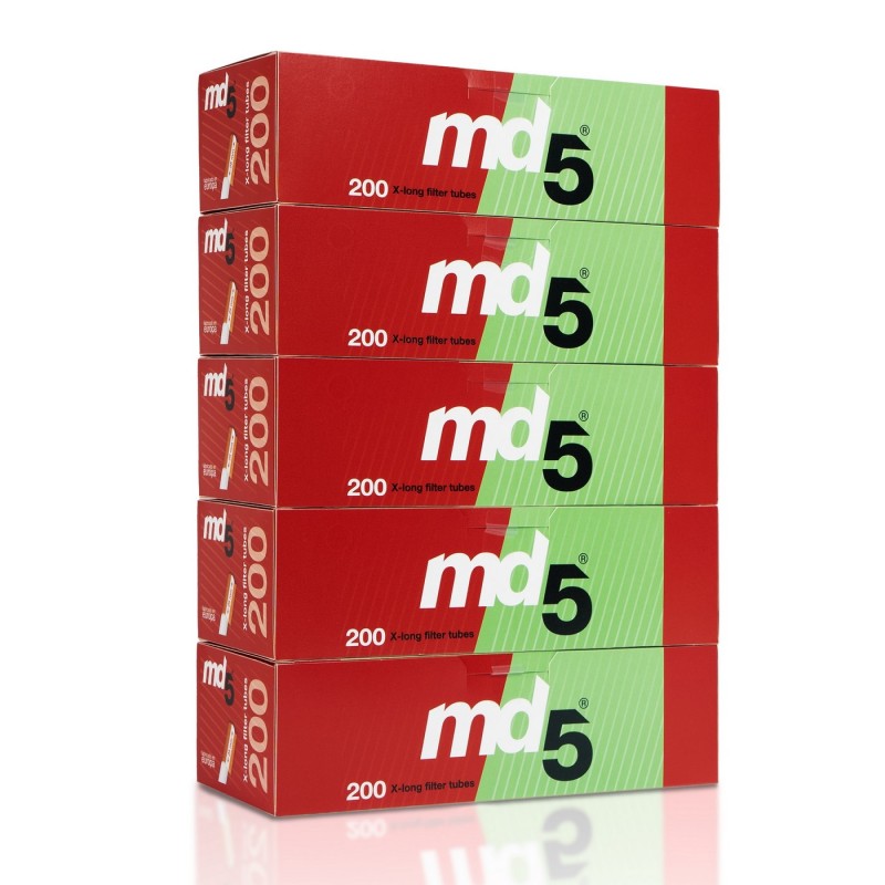 Pack de 5 cajas de tubos MD5 200 con filtro largo de 22mm